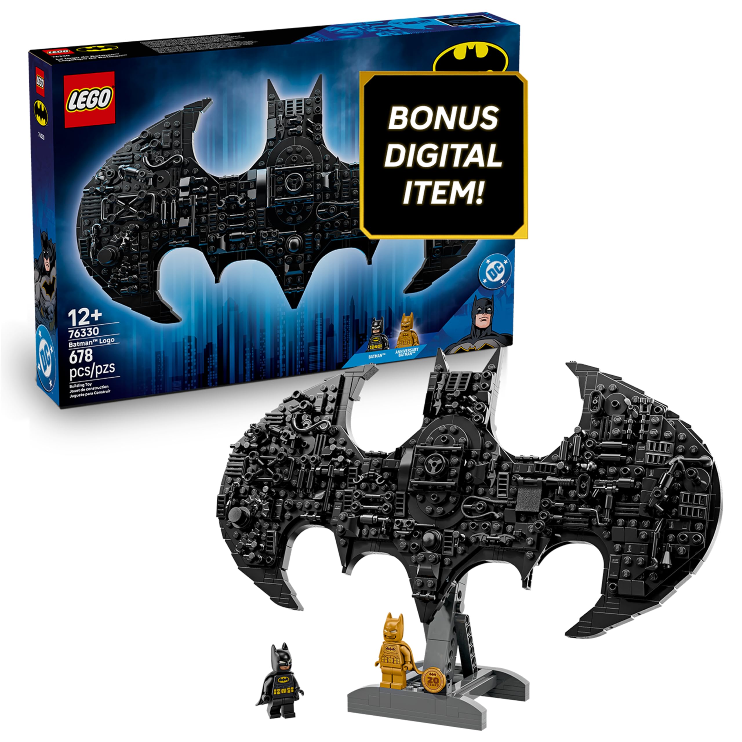 Photo 1 of LEGO DC Batman: Batman Logo Building Toy - Super Hero Bedroom Decor for Kids, Boys & Girls, Ages 12+ - with Classic & Golden Batman Minifigures - Gift Idea for Birthdays & Fans - 76330