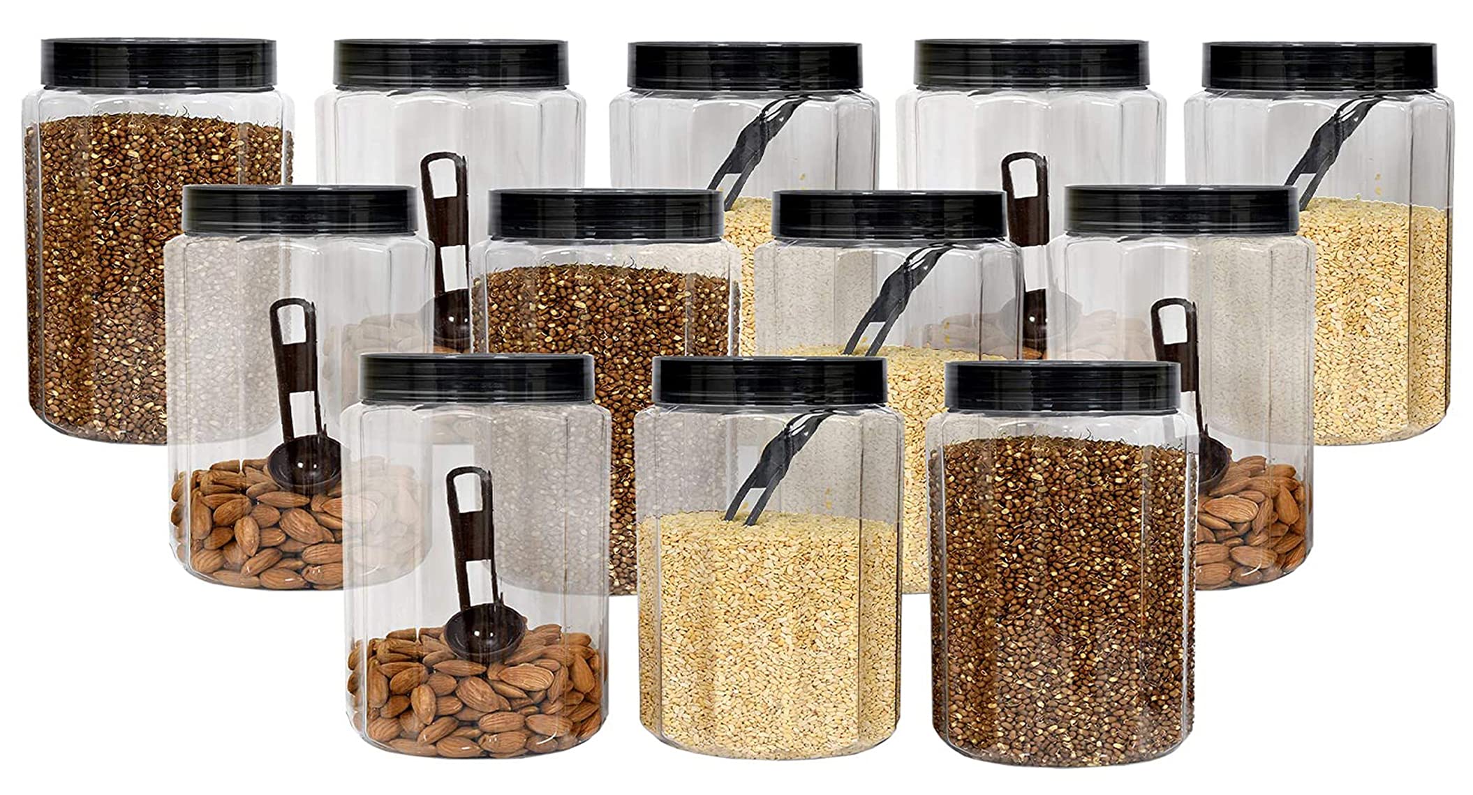 Kuber Industries Multipurpose Transparent Plastic Container With Airtight Lid,500ml, Set of 12 (Grey)-HS42KUBMART25071