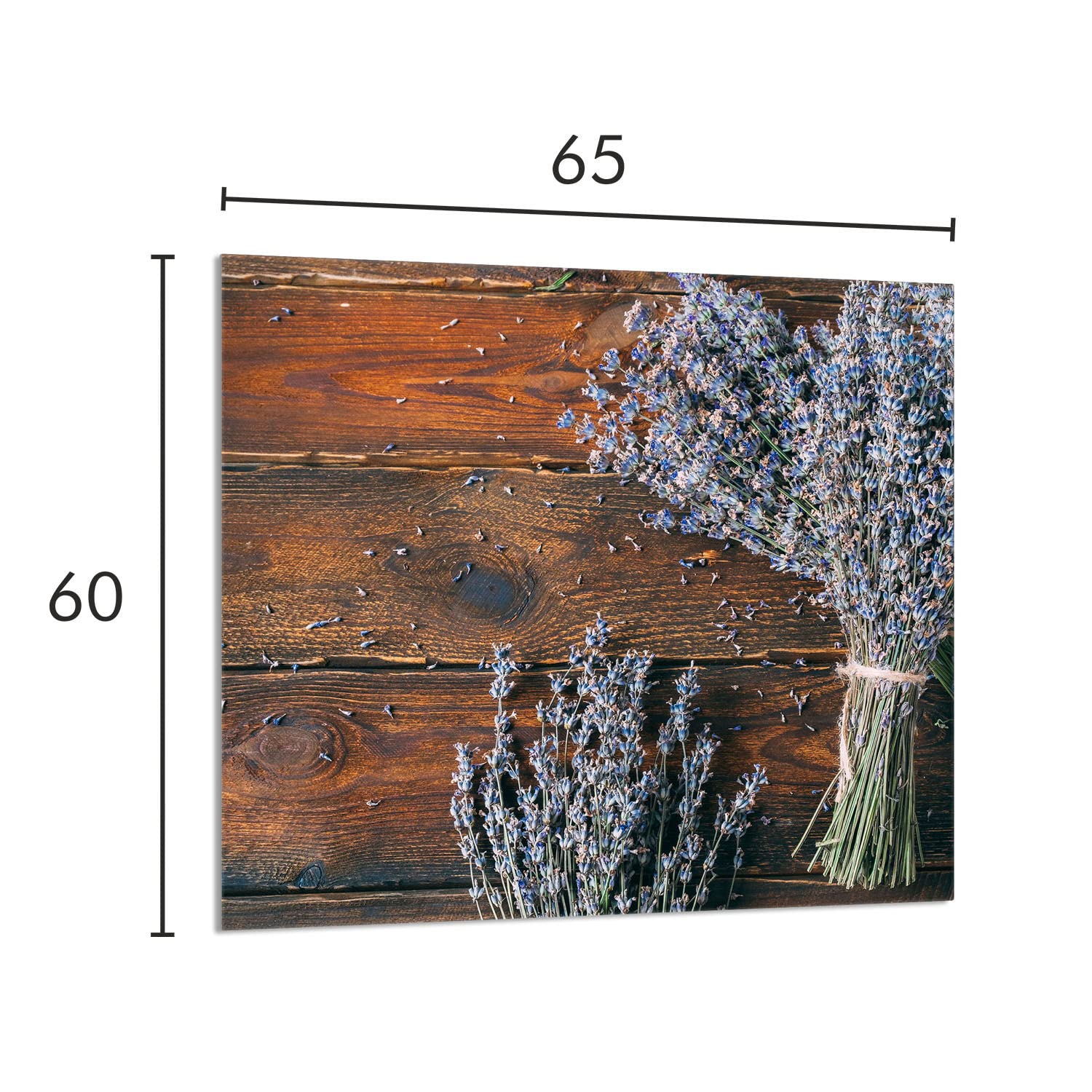 Szklany panel ochronny do kuchni Lacobel, szklana płyta ochronna na kuchenkę, 65x60 cm, szklana deska do krojenia, ochrona przed rozpryskiwaniem, uniwersalna, LAWENDA