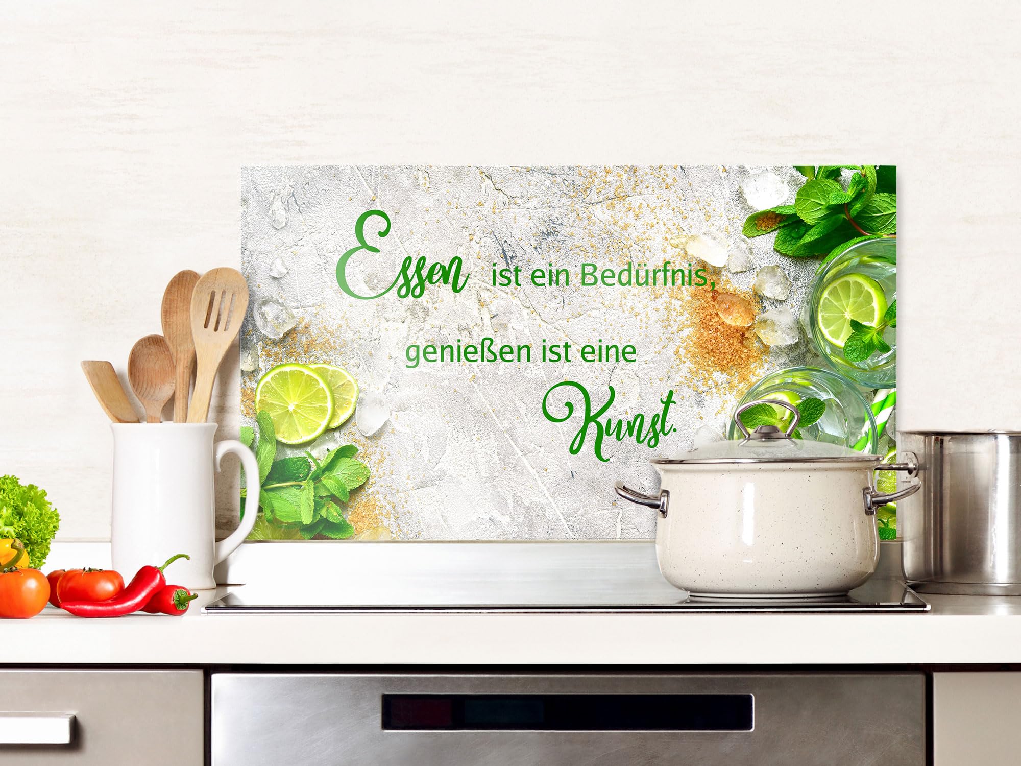 GRAZDesign Spritzschutz Küchenrückwand Glas Küche für Herd & Küchenspüle, Glasplatte für Rückwand Küchenwand Wandschutz | 80x60cm