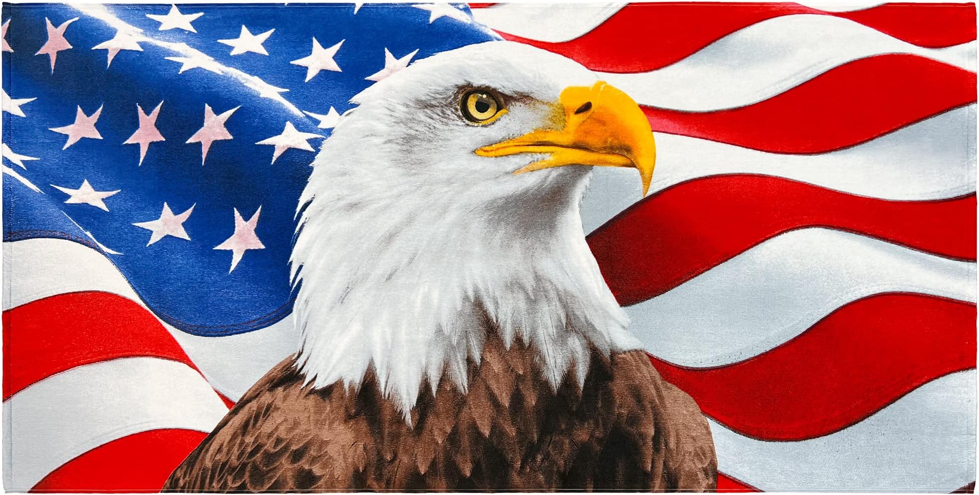 Beachland Eagle American Flag Beach Towel 30 x 60 inch Soft Cotton (Eagle American Flag, One Towel)