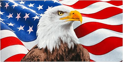 Miniatura 5 de Beachland Toalla de playa personalizada con bandera estadounidense Eagle de 30 x 60 pulgadas de algodón suave una toalla personalizada con bandera