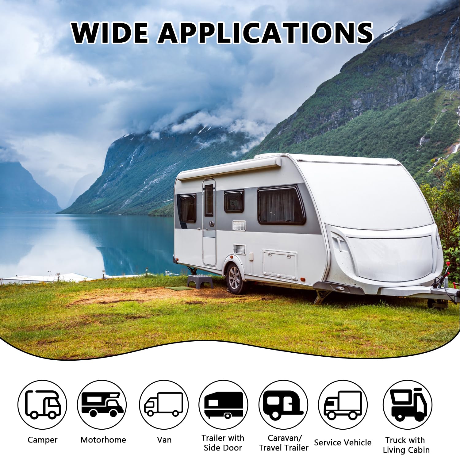 Escalones manuales para Autocaravana con luz LED | de Aluminio, Plegables, peldaños Individuales, Antideslizantes, para autocaravanas, autocaravanas, remolques de Viaje