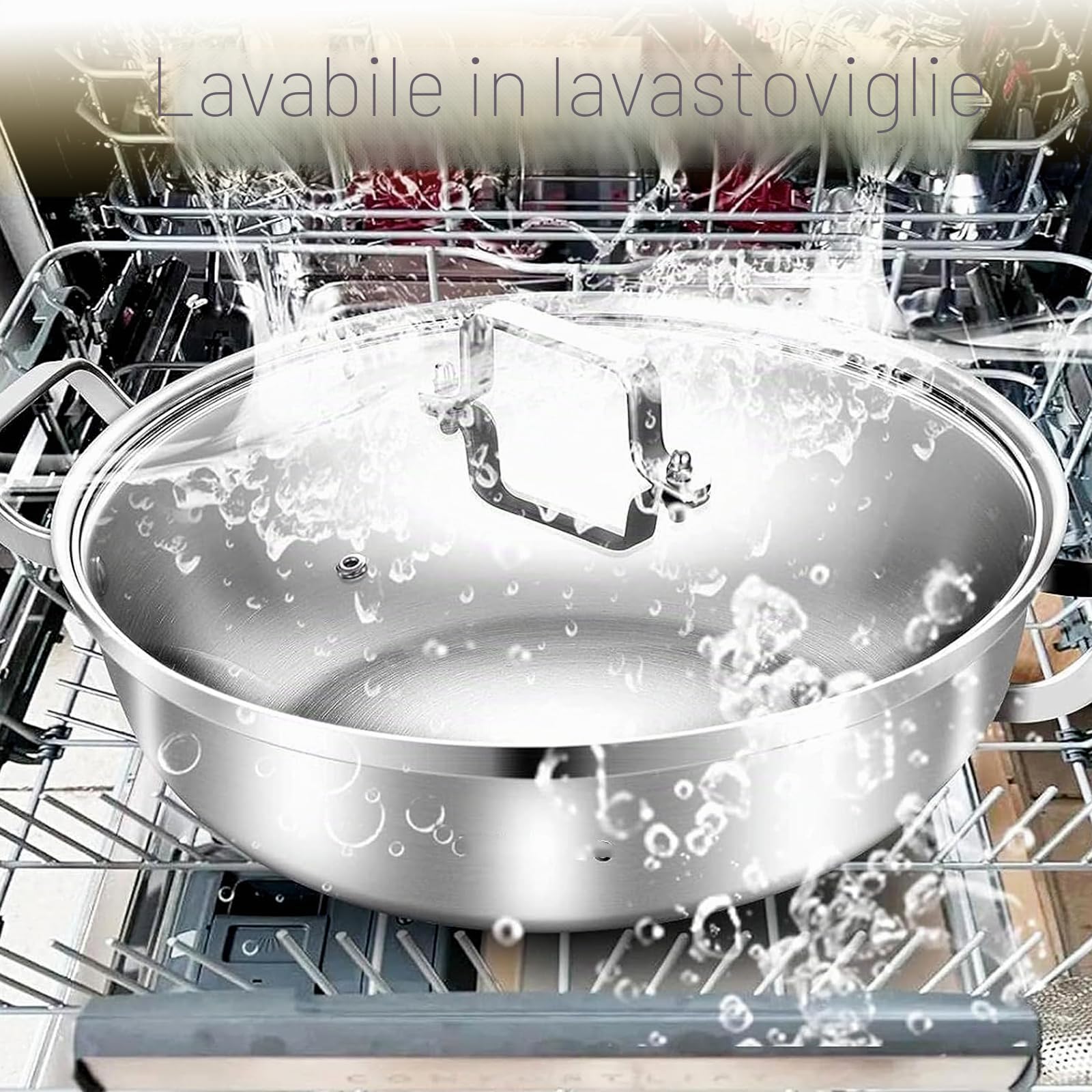 Pentola in acciaio inossidabile 30 cm – Pentola per minestre con coperchio di vetro, adatta a tutte le fonti di cottura