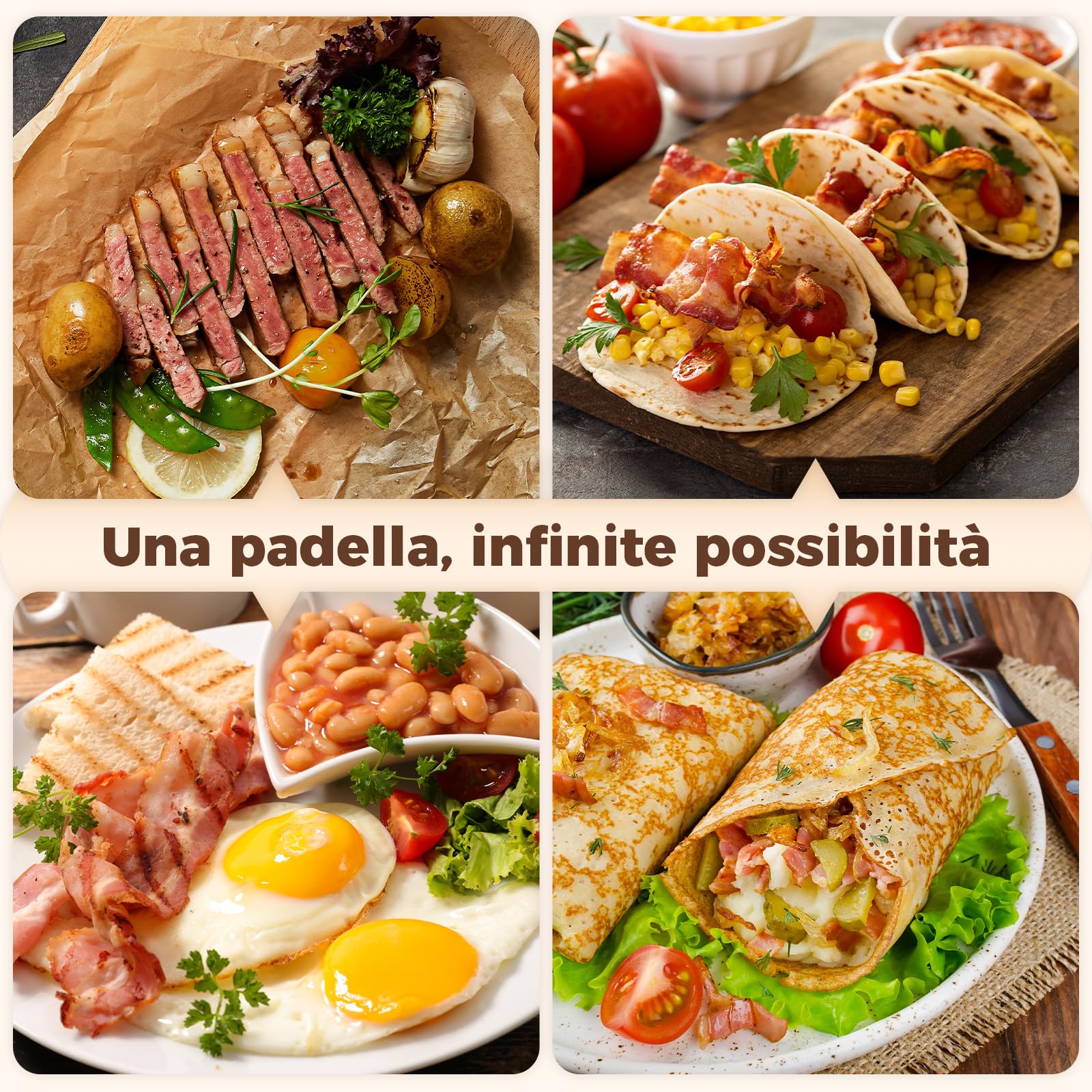 YASHE Padella per Crêpes 26 cm, Antiaderente e Piatta, Padella per Pancake, con Spatola in Legno, Facile da Pulire, Ideale per Crêpes, Pancake e Omelette
