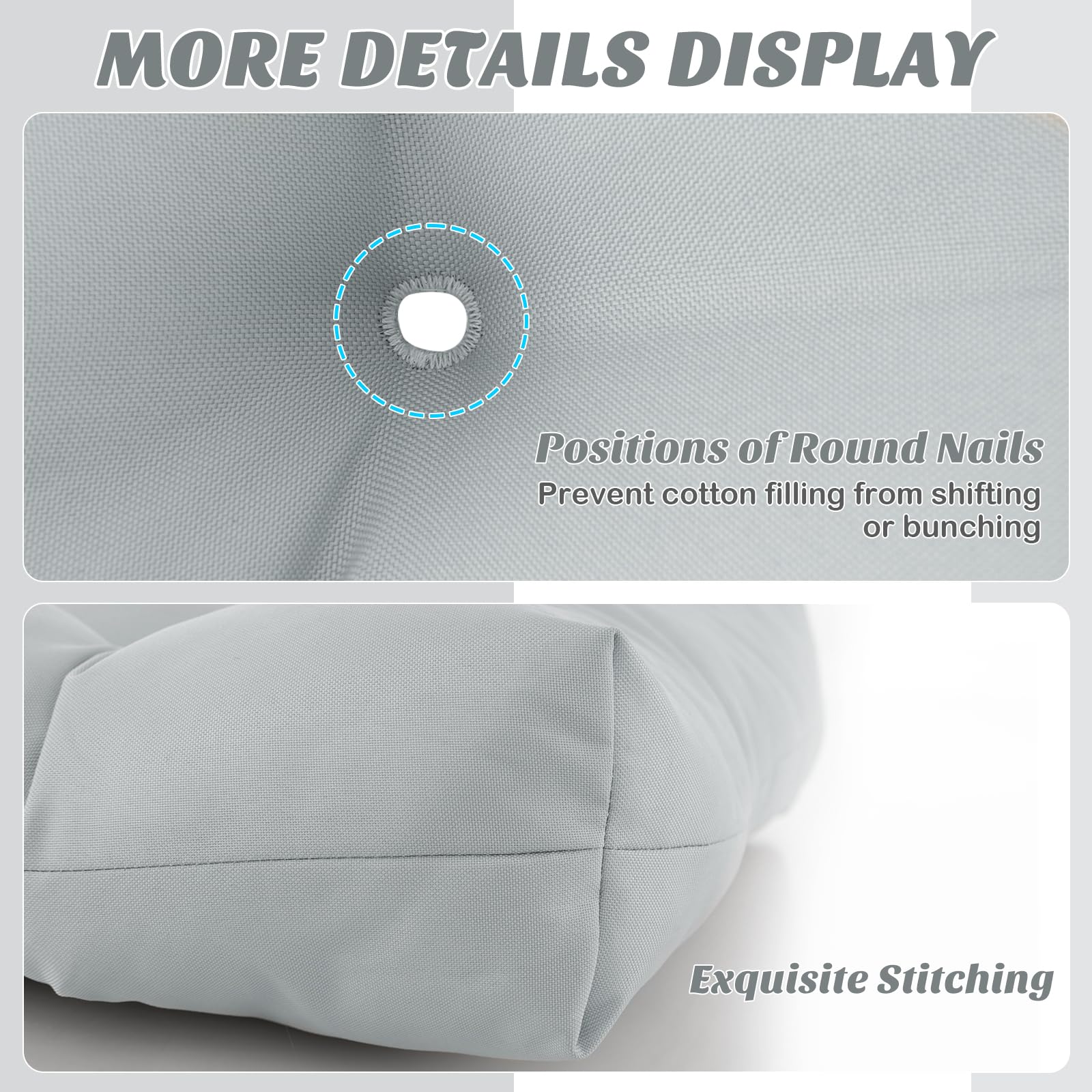 Giantex Cuscino Per Panca Da Esterno 132x40 Cm, Spessore 15 Cm, Trapuntato, Impermeabile, Grigio, Per Divano Da Giardino E Panche
