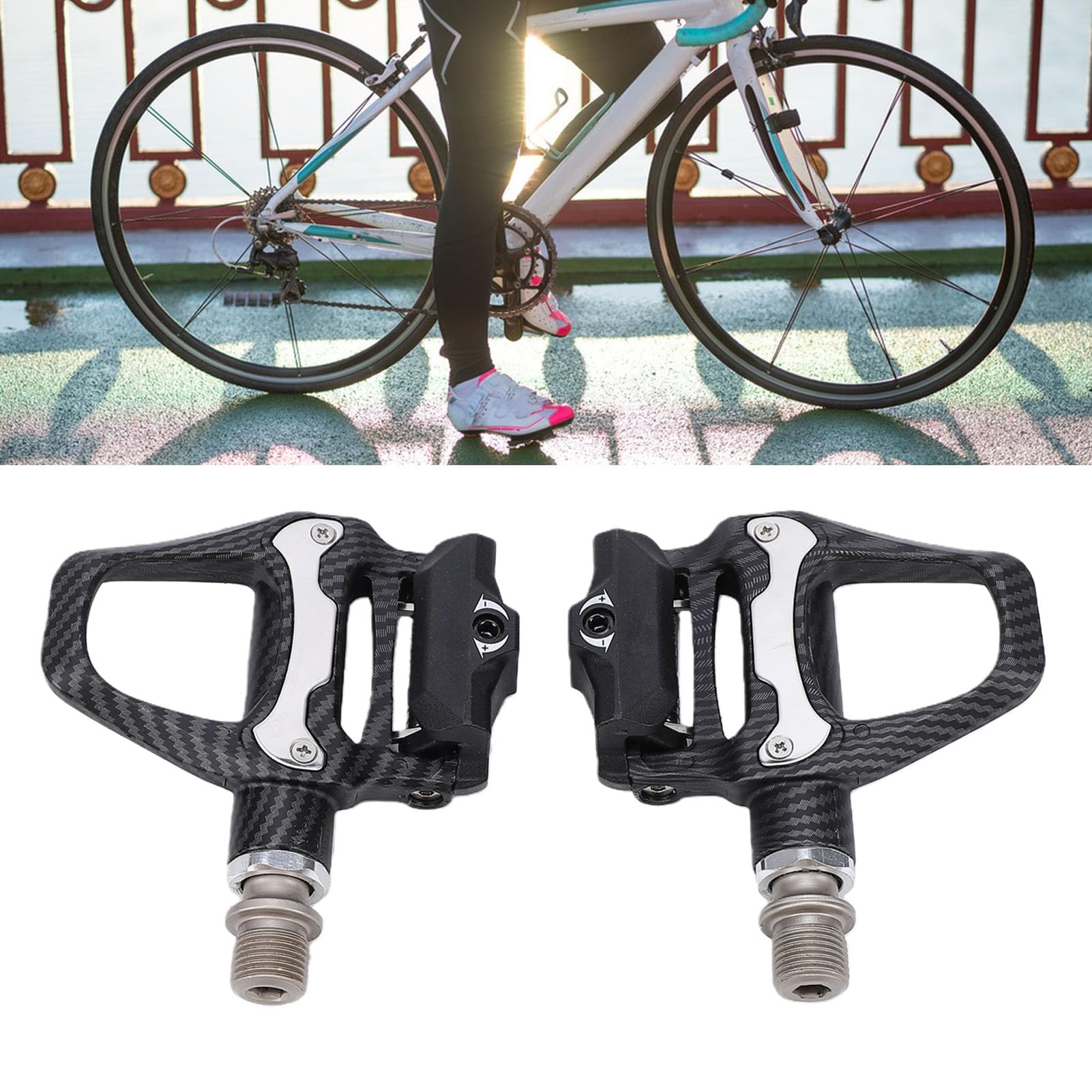 Naroote SL Pedales de Bicicleta de Carretera, Pedales Ligeros de Aluminio sin con Rodamientos Sellados y Flotador de 6 Grados, para Bicicleta de Carretera, de Carreras,