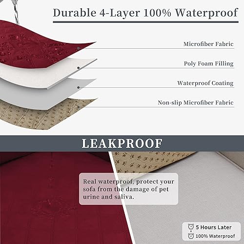 Miniatura 4 de Easy-Going Fundas impermeables para sofá modular con diván, 2 piezas, antideslizantes, en forma de L, para perros, a prueba de fugas, con correa