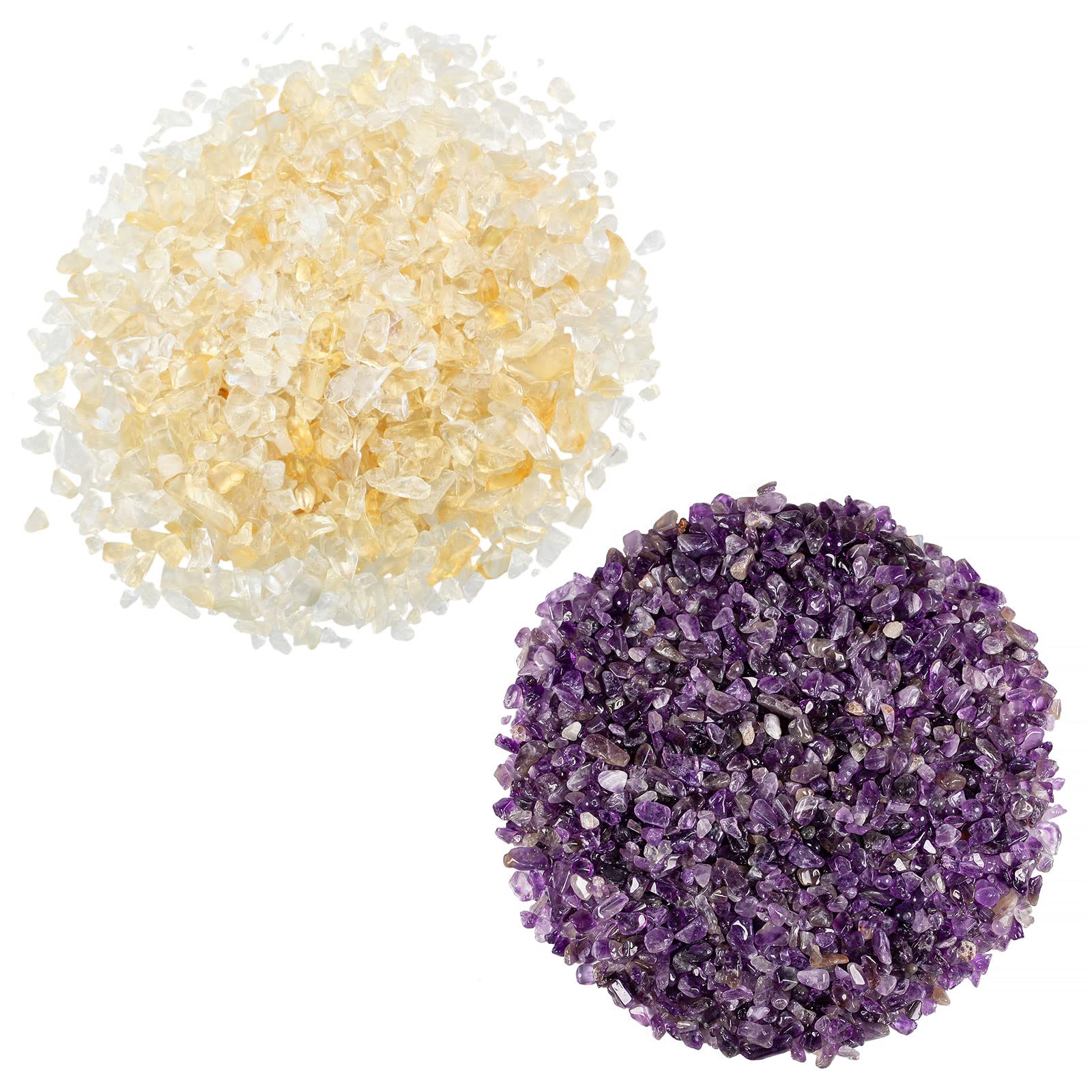 SUNYIK Amethyst/Citrine Tumbled Chips Crystal Crushed Pieces Irregular Shaped 1pound(About 460 gram)
