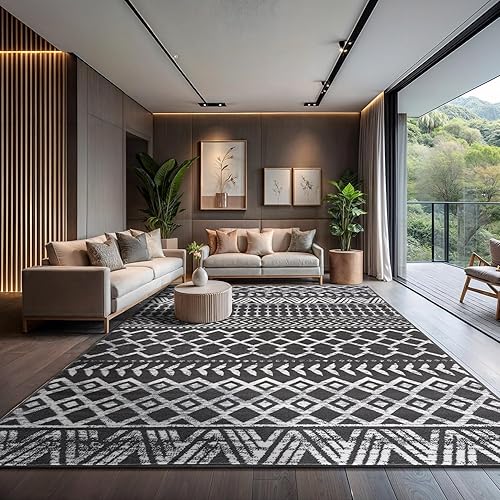 Miniatura 18 de CAMILSON Alfombra moderna de lujo de 8 x 10 pies, estilo vintage, abstracto, suave, de pelo medio, resistente a las manchas, fácil de limpiar, no