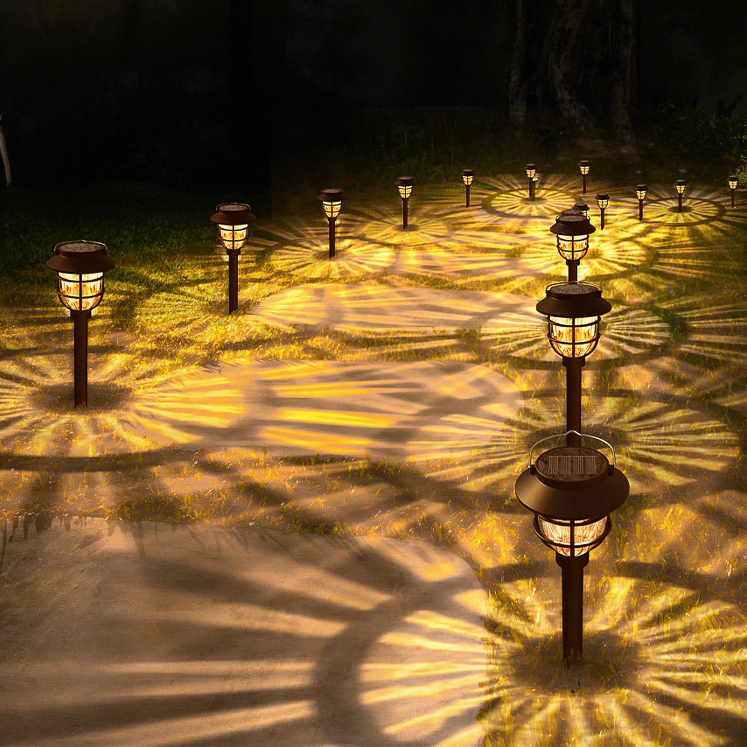 Solarleuchten für den Außenbereich, wasserdicht, helle Solar-Gartenleuchten mit 3000 K warmem LED-Licht, Solar-Hoflichter, Landschaftsbeleuchtung für Hof, Rasen, Gehweg, Auffahrt, 10 Stück