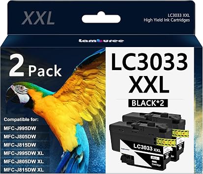 LC3033XXL Ink Cartridges with Super High-Yield | Replacement for Brother LC3033 LC3035 XXL Work with MFC-J995DW MFC-J805DW MFC-J815DW Printers 2Black