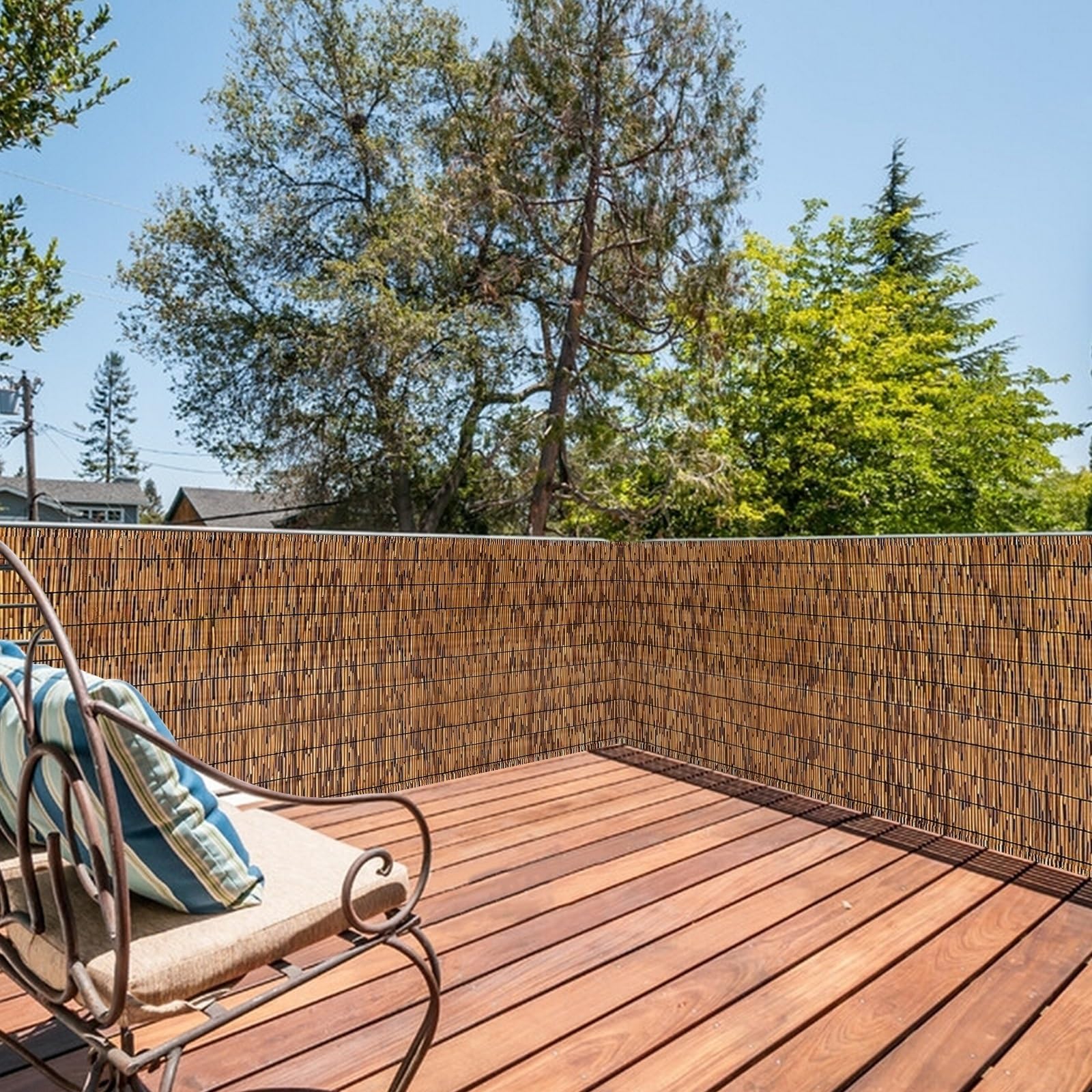 Ogrodzenie bambusowe, 90 x 600 cm, 140 x 800 cm, 160 x 1000 cm, odporne na warunki atmosferyczne i trwałe, naturalne ogrodzenie na balkon, podwórko, taras, do ogrodu, mata przyjazna dla środowiska,