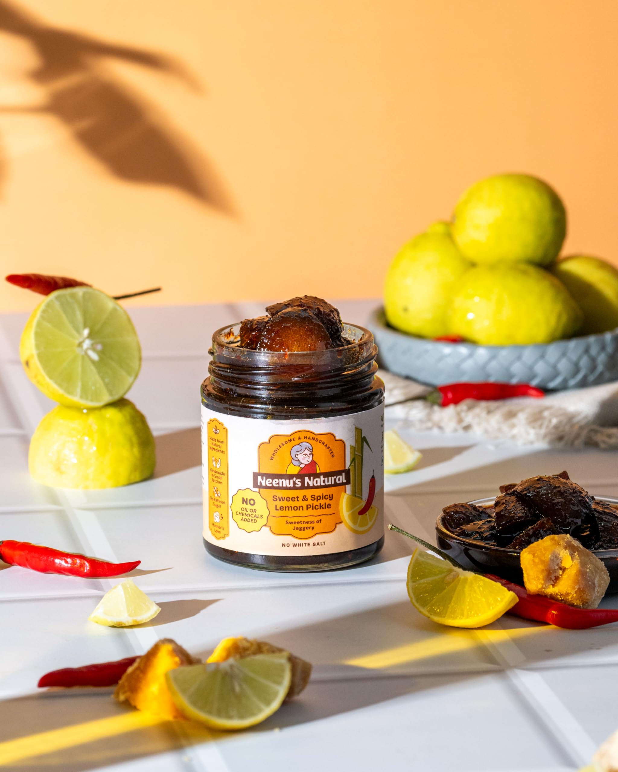 Neenu's Natural Homemade Sweet & Spicy Lemon Pickle - 200gm | Authentic Khatta Meetha Nimbu Achaar | Traditional Indian Achaar | No-Oil | Homemade Style, No Preservatives - Image 6 thumbnail