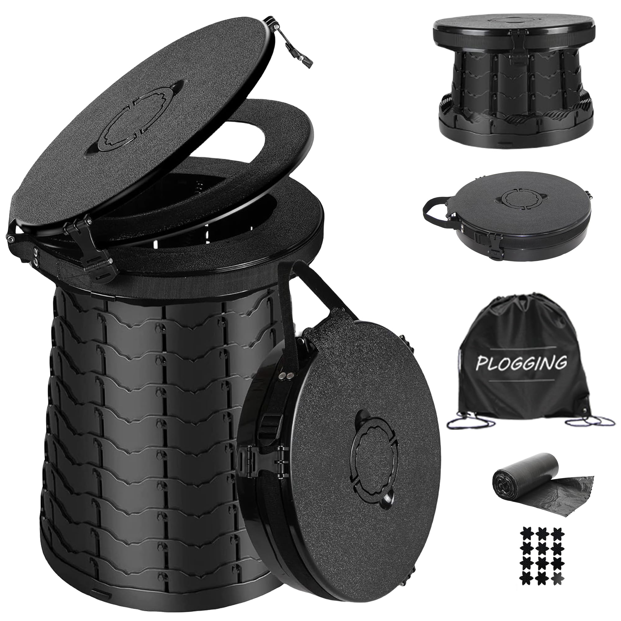 Camping-Toilette, tragbare Toilette für Erwachsene, verstellbare Höhe, Klapptoilette, tragbares Porta-Töpfchen für Camping, Notfall, Auto, Reisen