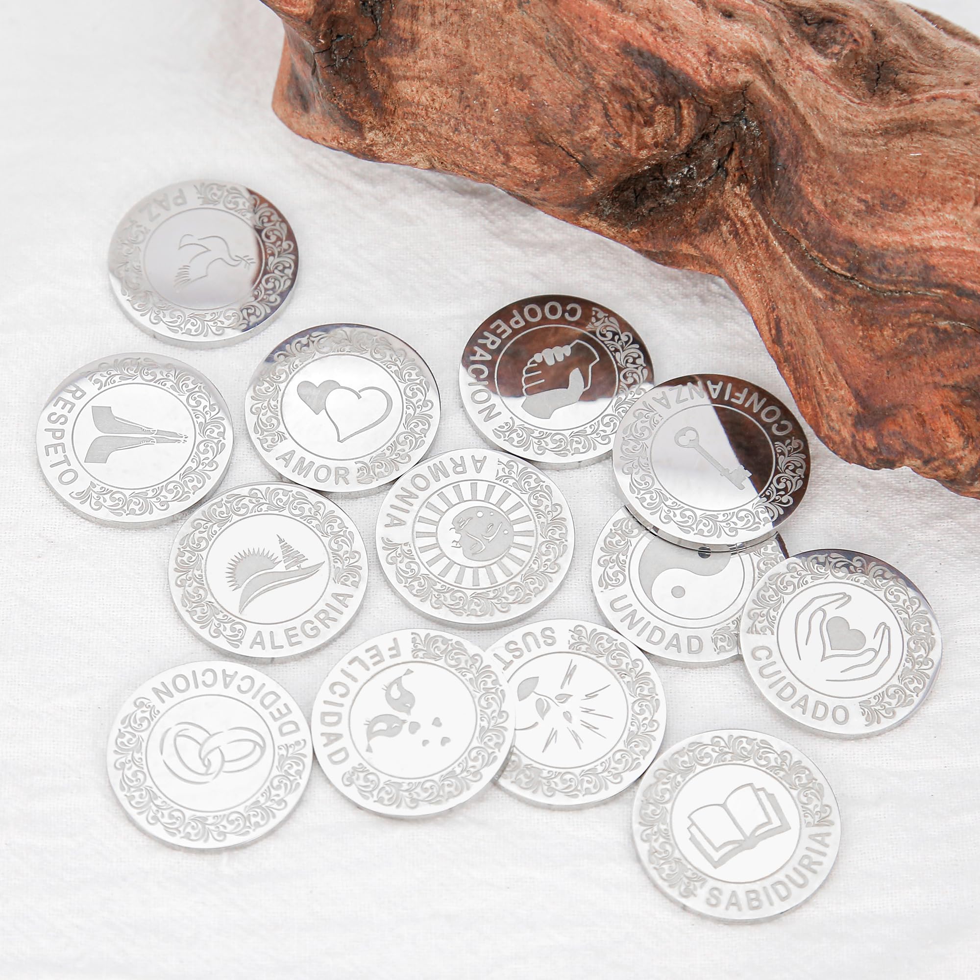TINGKU Juego de monedas de uniforme de boda personalizado – Arras para boda católica accesorios de boda – Monedas Arrhae con cajas de madera (Silver)
