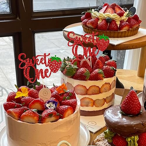 Miniatura 5 de Gyufise 1 pieza de fresa para el primer cumpleaños, decoración para pastel de fresa, decoración para baby shower, niños, suministros de fiesta de