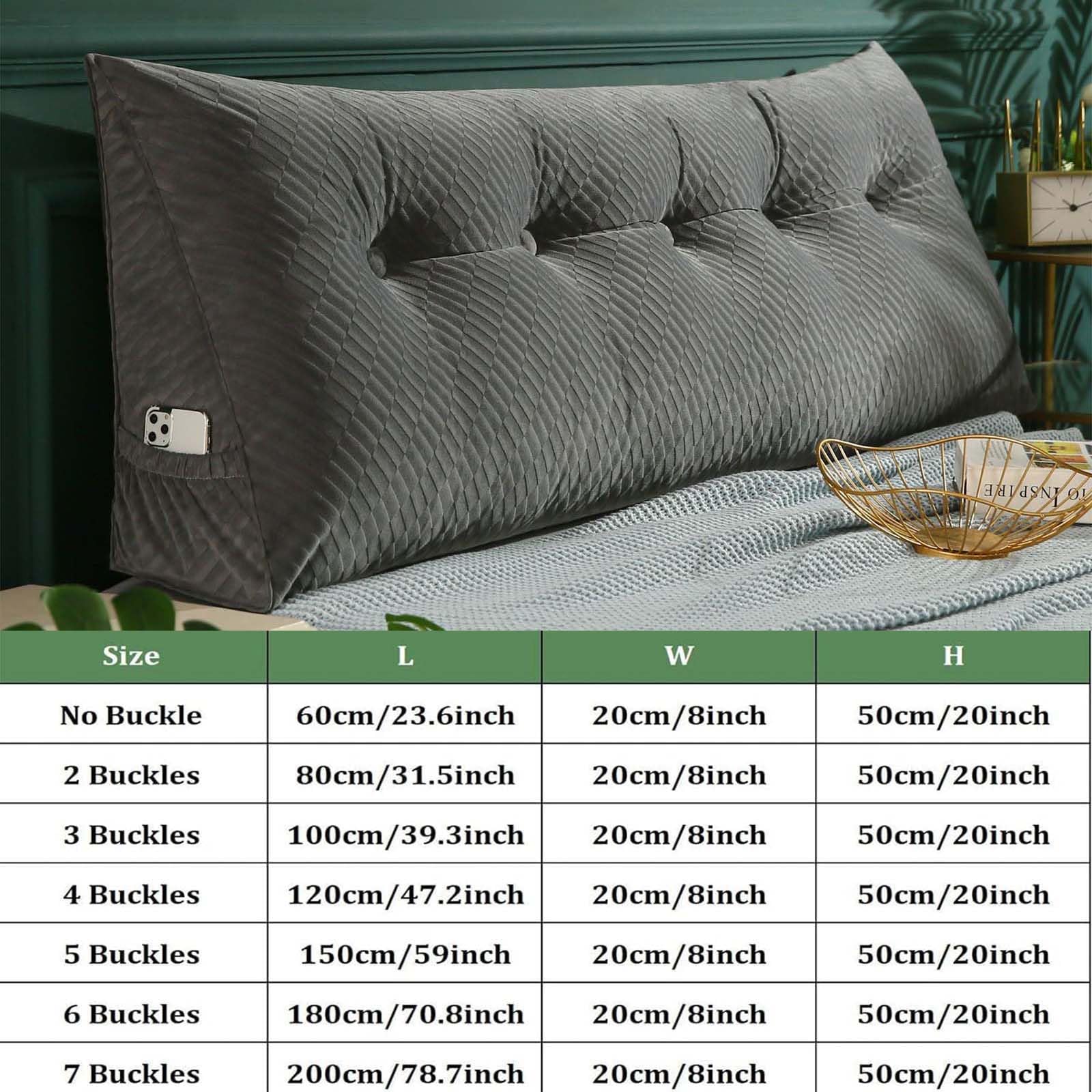 QTANZIQI Cuscino da Lettura Triangolare per Letto, Cuscino per testiera Rimovibile, Cuscino di Supporto Lombare a Cuneo, Ideale per Leggere e Rilassarsi, 100x20x50 cm, Essenziale per la Camera da