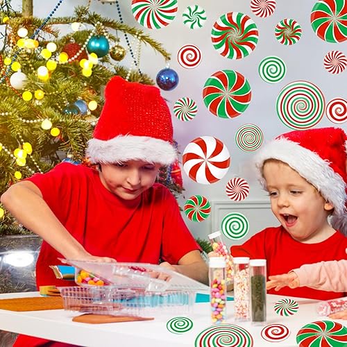 Miniatura 80 de Calcomanías de pared para árbol de Navidad de 38.58 x 37 pulgadas, calcomanías de pared extraíbles para ventana de Navidad, decoración para Navidad