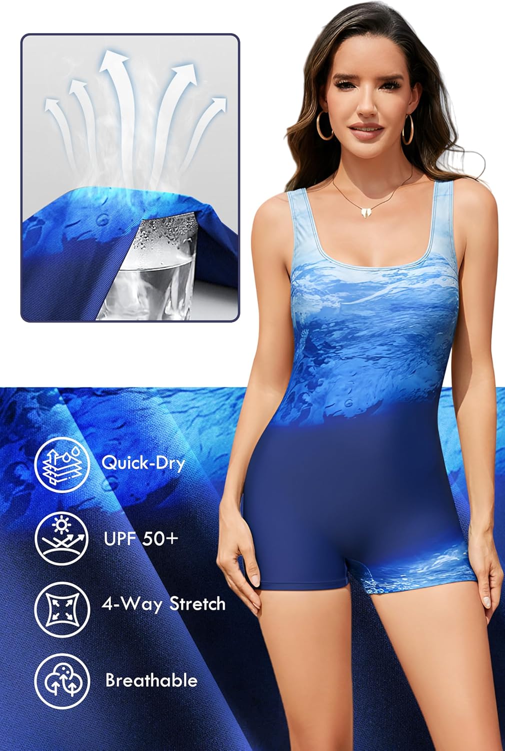 Women's One Piece Swimsuit Boyleg Shorts Full Coverage Ruched Butt Slimming Bathing Suit Athletic Modest Swimwear - Image 7