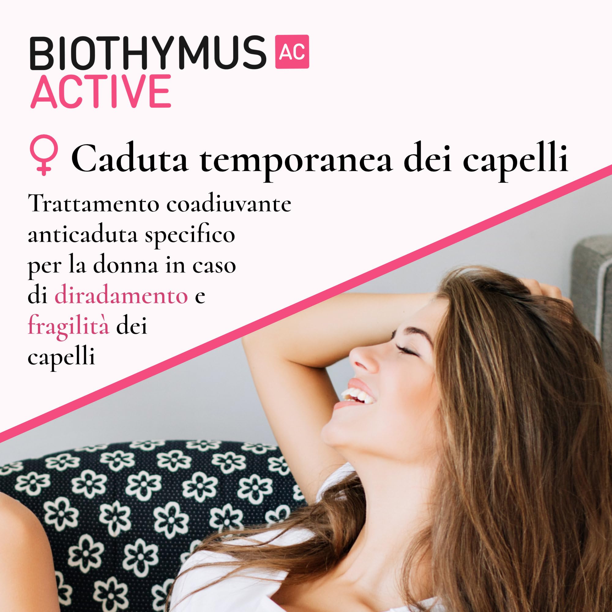 Biothymus Active Donna, 10 Fiale Anticaduta Capelli Donna, Trattamento Attivo con Formula Intensiva ad Azione Prolungata, 1 Mese di Trattamento