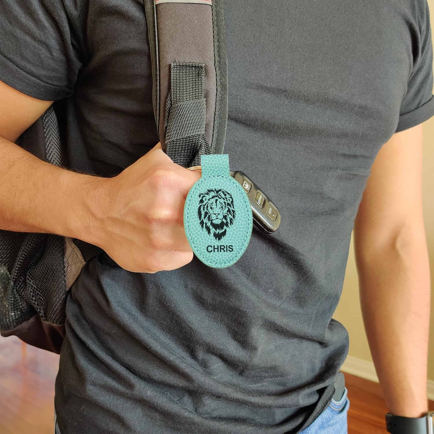 LaserGram Oval Keychain, Bulldog Dog, Personalized Engraving Included - Image 7