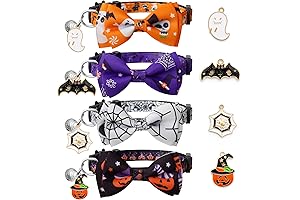 LLHK 4 Pack Halloween Cat Collar, Breakaway Kitten Collar with Bell, for Girl Boy Cats