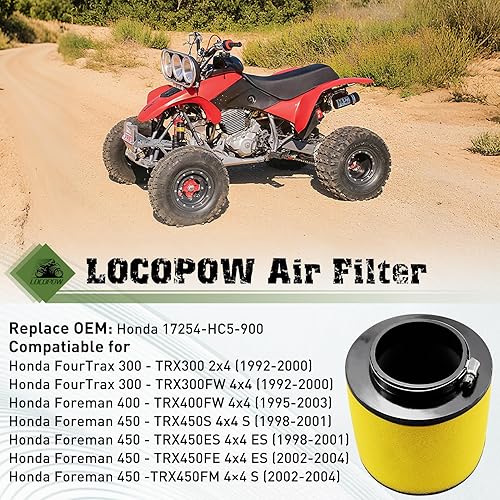 Miniatura 7 de Filtro de aire TRX300 TRX450 FW 17254-HC5-900 para Honda FourTrax 300 TRX300FW TRX300 Foreman 400 TRX400FW Foreman 450 TRX450S TRX450FM TRX450FE