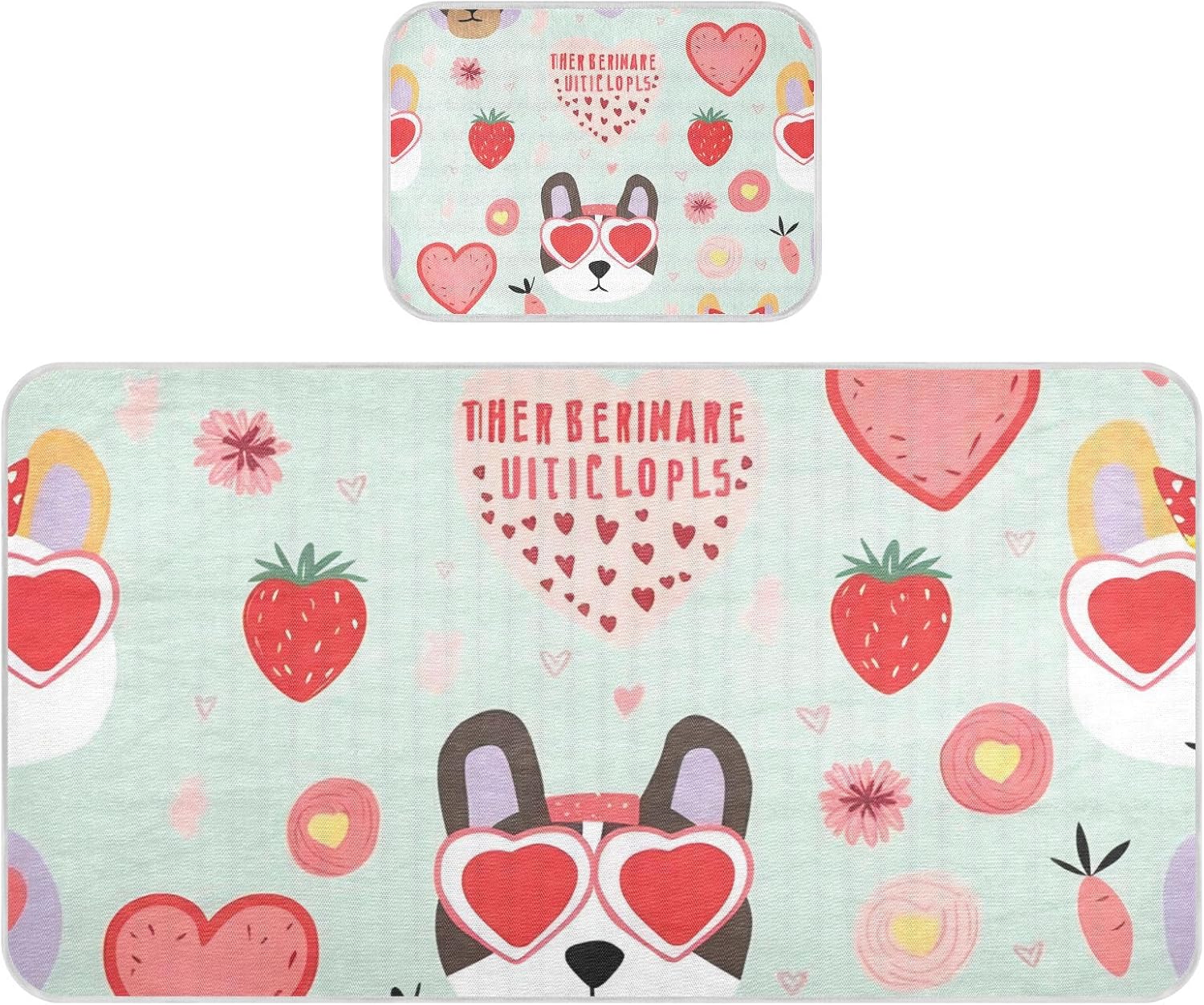 Summer Valentine's Day Dogs Cute Cooling Baby Bassinet Mattress 28" x 52" Breathable Padded Crib for Baby&Toddler