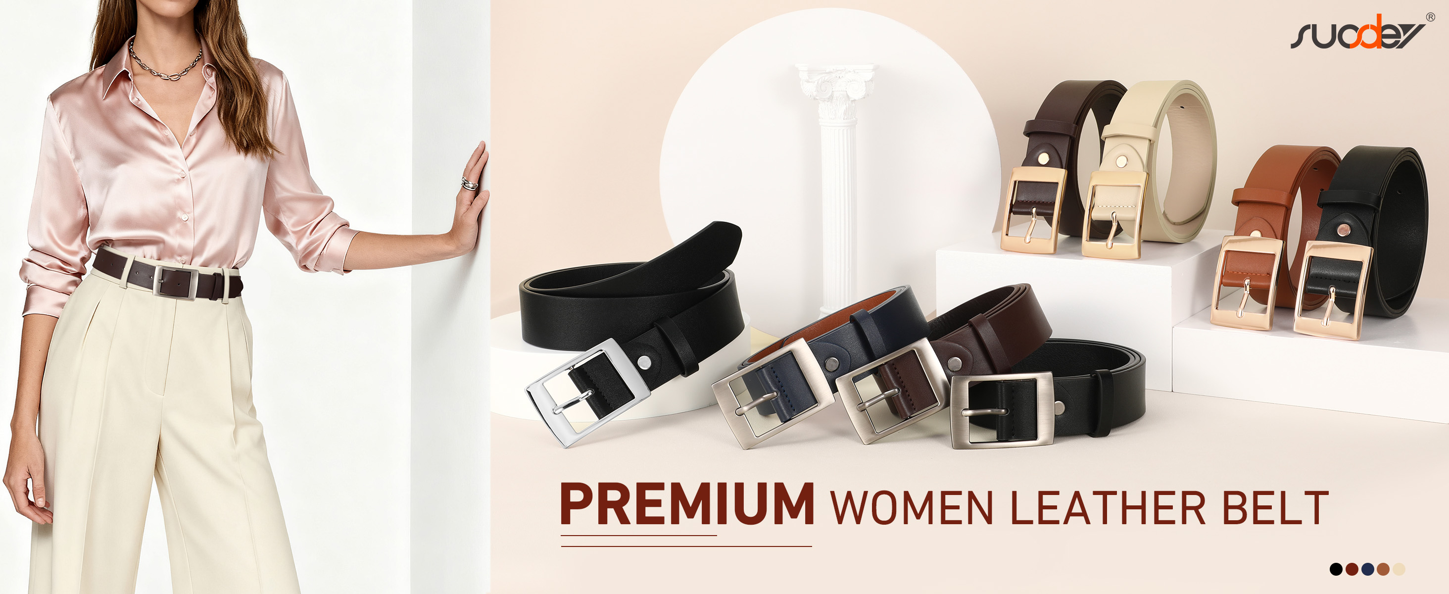 SUOSDEY Fashion Womens Faux Leather Belts with Pin Buckle 