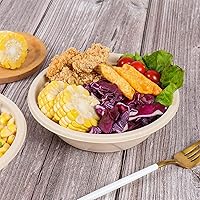 Vista 2 de JAYEEY Cuencos desechables redondos de 25 onzas con tapas, cuencos de papel de fibra de caña de azúcar, recipientes para alimentos, preparación