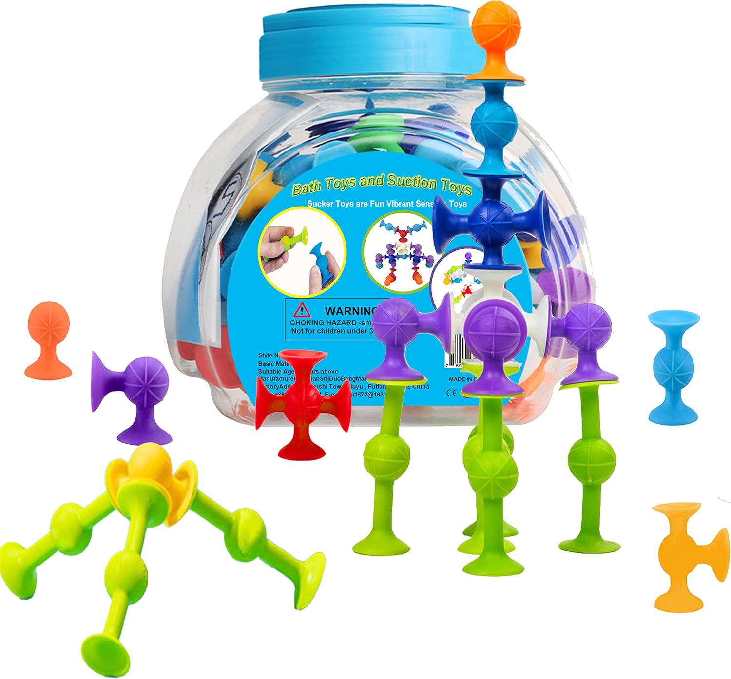 Suction Bath Toys, Big Suction Cup Toys 36 PCS, Silicone Sorting Stacking Blocks