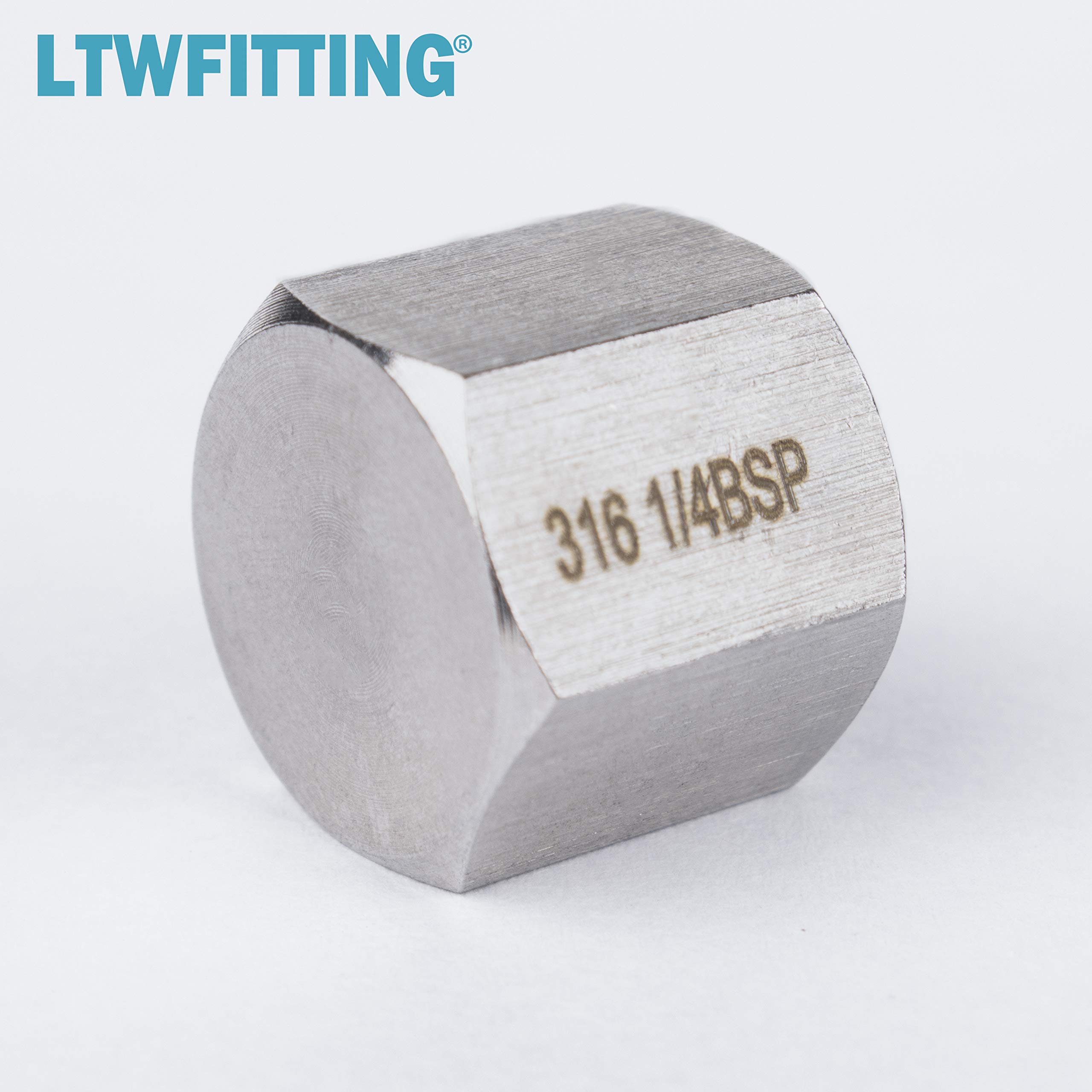 LTWFITTING Stainless Steel 316 BSP Pipe Cap Fittings 1/4" BSPP Air Fuel Boat (Pack of 5), Silver, paquet de 5 - Image 3