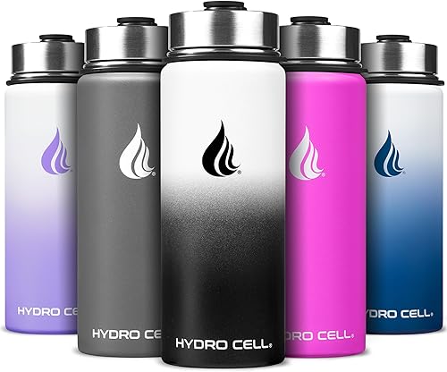 Miniatura 51 de HYDRO CELL Botella de agua aislada de acero inoxidable con pajilla, para bebidas frías y calientes, frasco de vacío de metal con tapa de rosca y