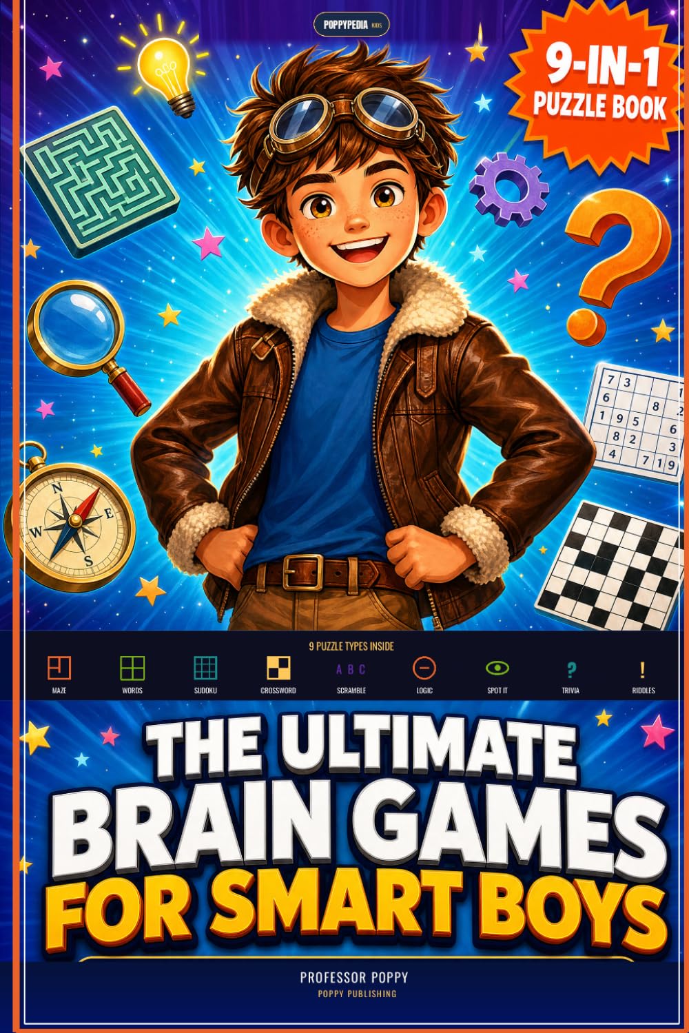 9-in-1 Ultimate Brain Games for Smart Boys: Screen-Free Puzzles, Trivia, Mind Teasers and Logic Challenges for Boys Ages 8-12 (Young Explorer Series)