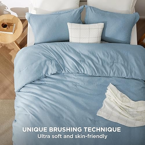 Miniatura 2 de Bedsure Juego de edredón Queen  Edredón de tamaño Queen azul tormenta, ropa de cama suave para todas las estaciones, juego de ropa de cama teñido