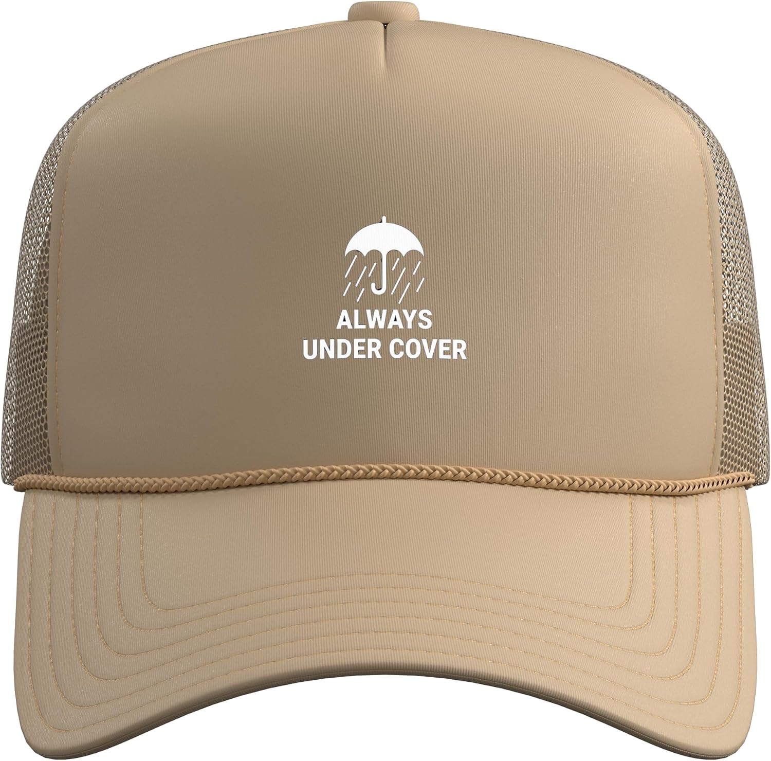 Always Under Cover Funny Umbrella Rain Humor Trucker Hat with Adjustable Mesh Back image 2