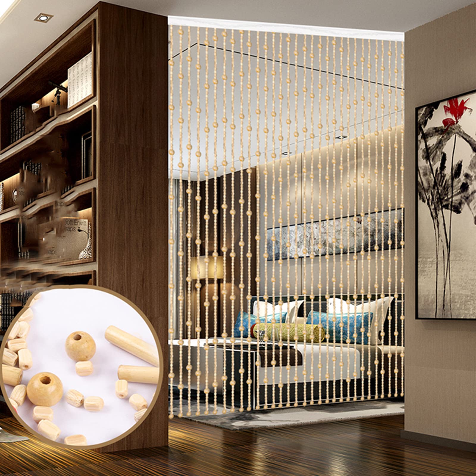 NEZIH Natrliche Bambus Holz Perlen Vorhang,Raumteiler Vorhang  Stvorhnge,Wand Hngend Home Decor Divider/40 Strands (80 * 200Cm) :  Amazon.de: Kche, ...