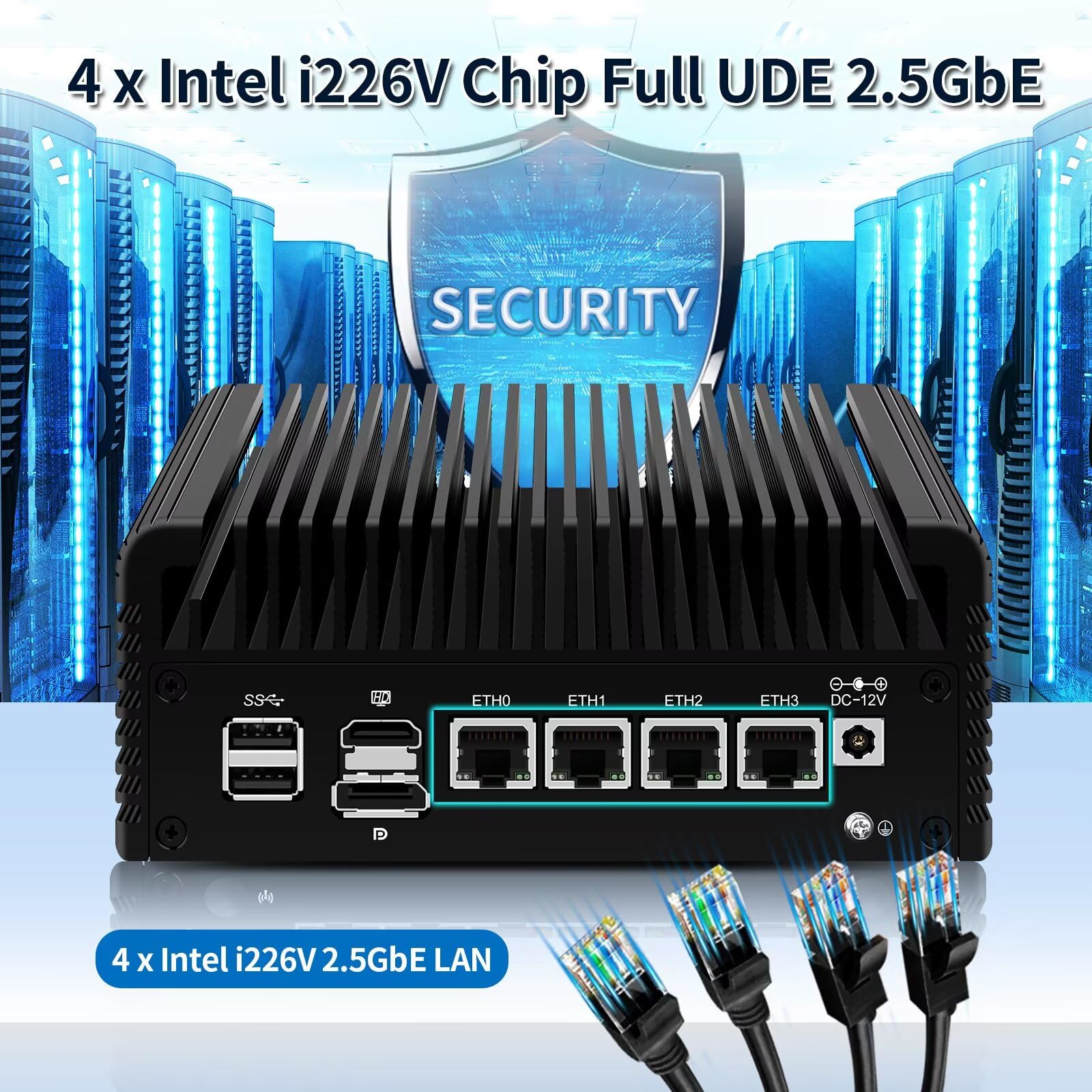 Mini PC Firewall N100, 4 x i226V 2.5GbE LAN OPNsense Router Hardware, DDR5 Barebone, Fanless Micro Firewall Appliance, AES-NI, HD, DP, 8USB, TF Slot, Support 1 to 4 NVMe Board