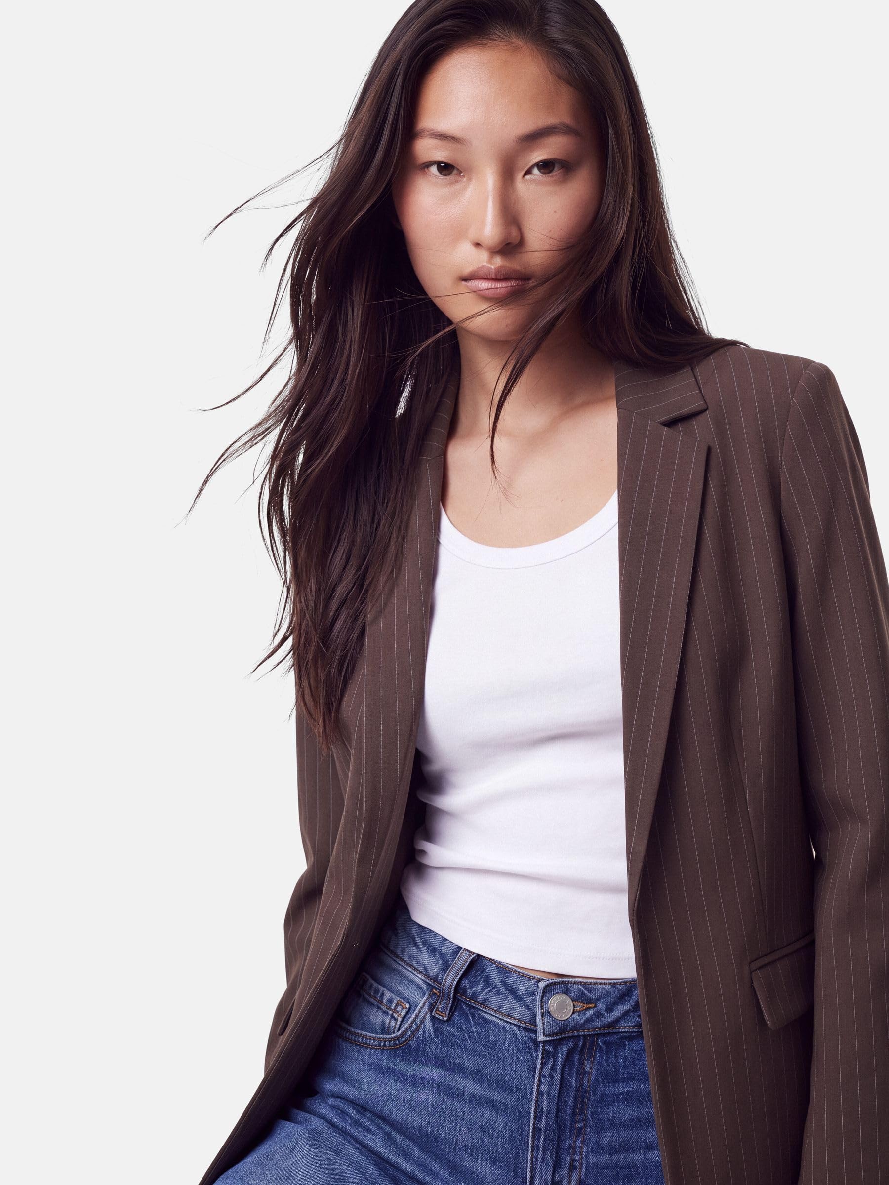 PIECES Pcbozzy Ls Loose Striped Blazer Noos BC Pcbozzy Ls Blazer Ample rayé Noos BC Femme (Lot de 1)