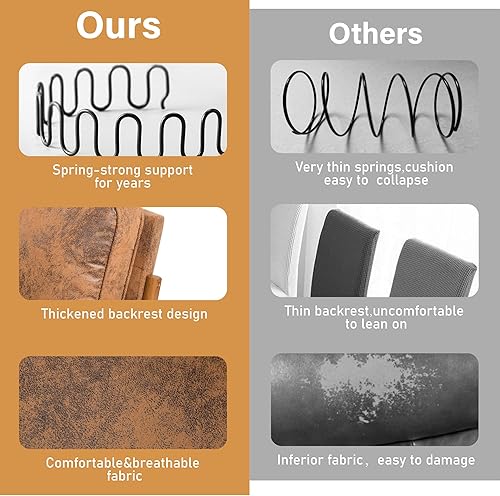 Miniatura 8 de Silla decorativa con cojín, sillón tapizado moderno de mediados de siglo con paño para estampado en caliente + marco de madera maciza para sala de