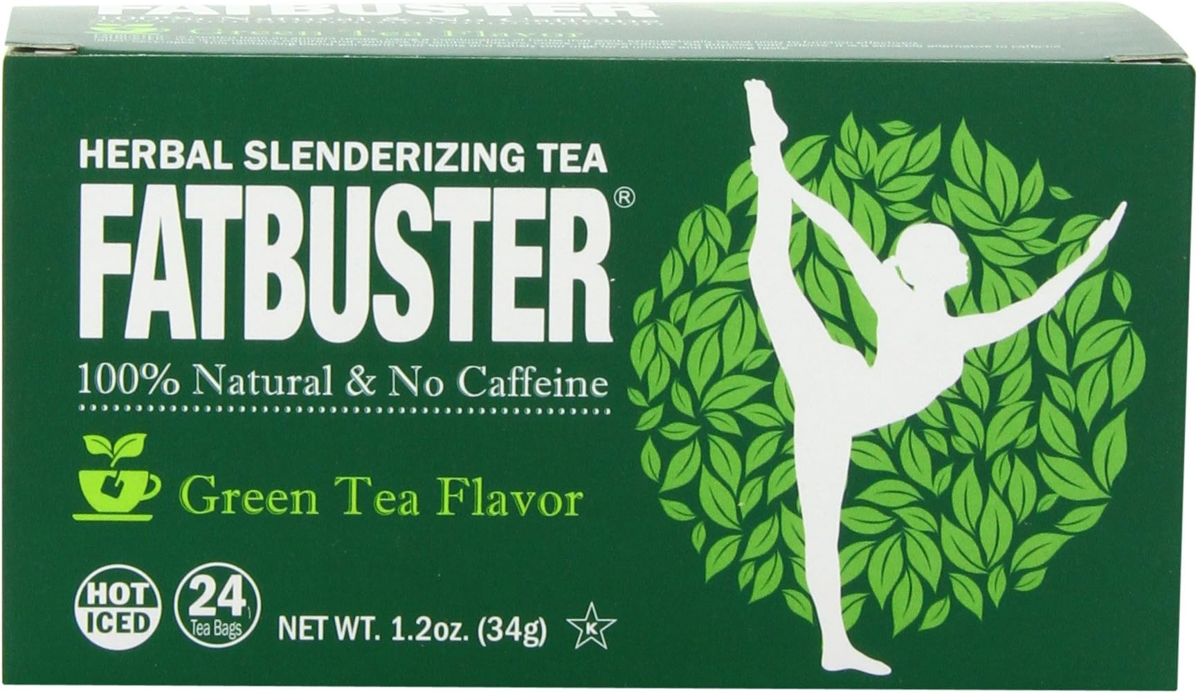 Fatbuster Herbal Slenderizing Tea Weight Loss Diet Tea, Green Tea Flavor, 24 Count (Pack of 6)