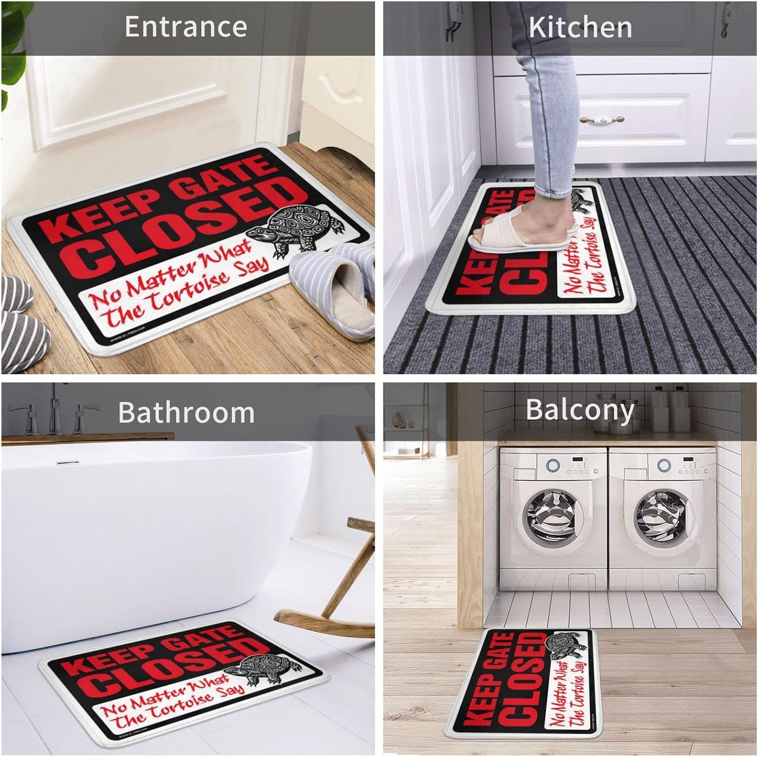 Large Outdoor Door Mat Keep Gate Closed No Matter What The Tortoise Say Doormat Small Outdoor Rug Front Door Rugs Indoor(65X90CM)