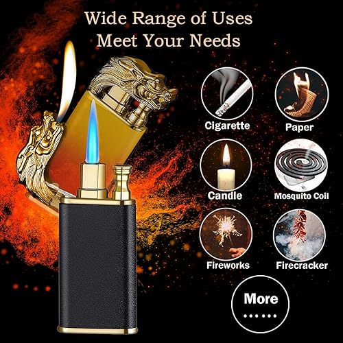 B0C7W6XVXD_image_1 Encendedor de antorcha, diseño de dragón mágico, encendedor de doble llama con herramienta de llama ajustable, encendedor creativo a prueba de