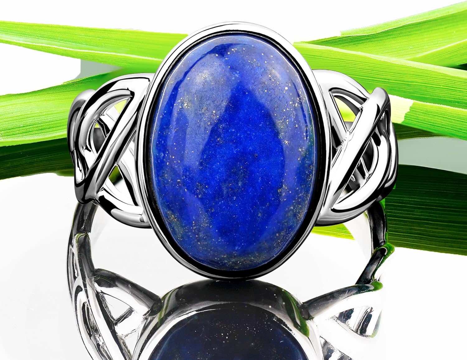 Lapis Lazuli Silver Celtic Design Ring – Handmade 925 Sterling Silver 10x14 mm Gemstone Ring – Vintage Style Jewelry for Men & Women