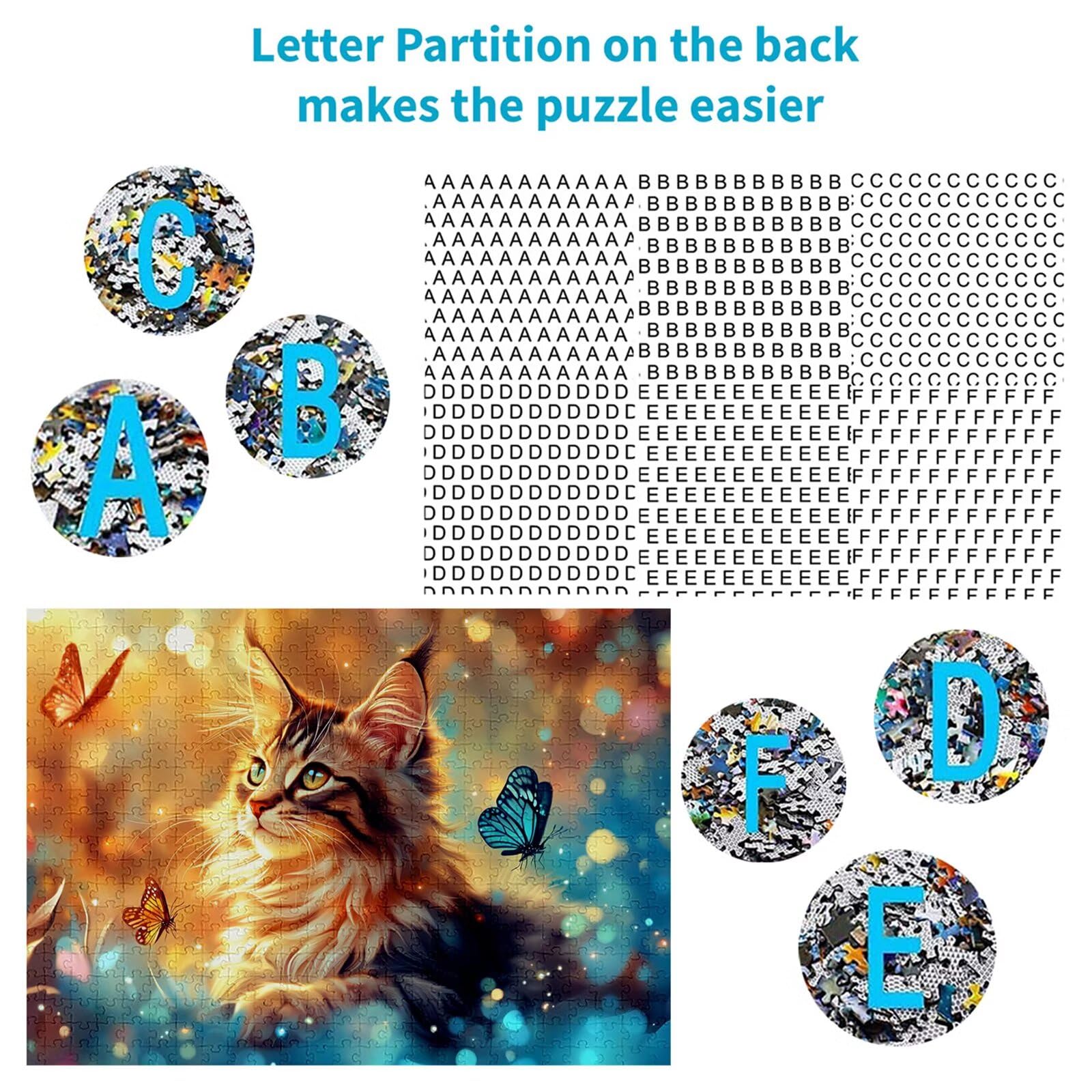 Puzzle 3000 elementów kot puzzle dorosły motyl 122 x 81 cm unikalne rzemiosło klasyczne 3D drewniana układanka do rodzinnych gier biznesowych, układanka zrób to sam do dekoracji ścian domu, prezenty C