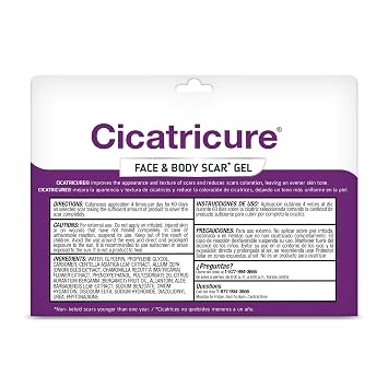 Cicatricure Scar Gel Cream Reduces Visible Scarring From Surgery, Burns, Acne, Injury 1.0 oz ( 2pk.)