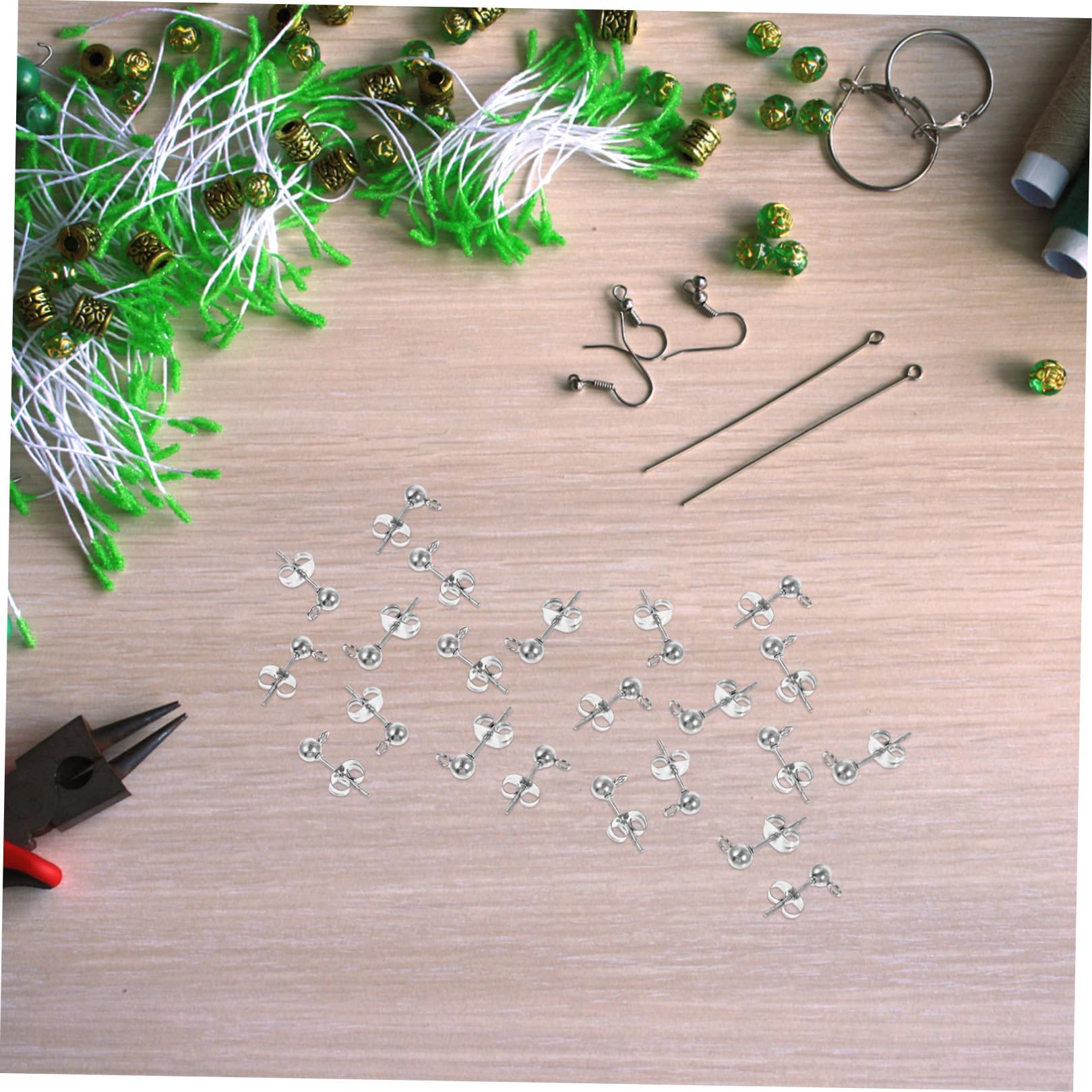 LIFKOME orecchini di perle hoop earrings Gioielli alla moda orecchino fai da te perlina rotonda orecchini a bottone orecchini fai da te orecchino di moda Acciaio inossidabile Silver