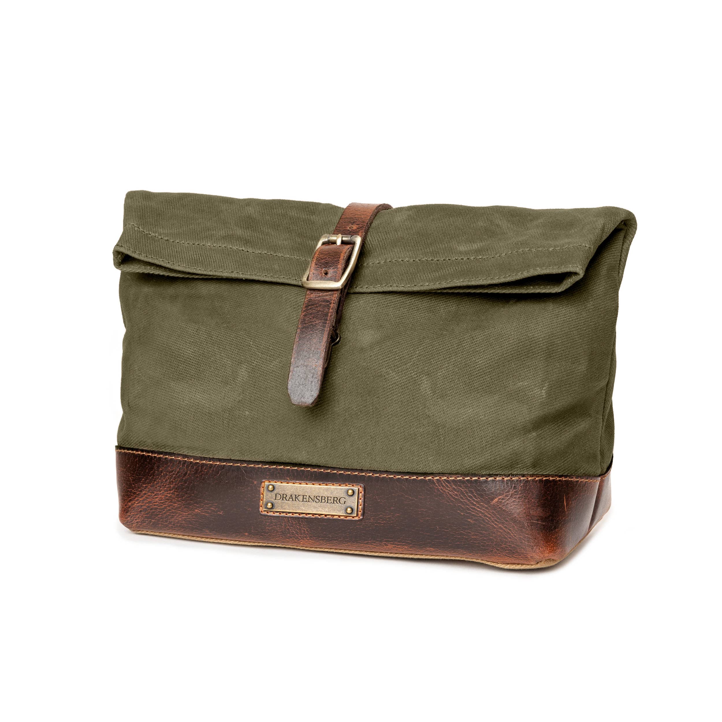 DRAKENSBERG Grande beauty case "Otis" in tela cerata, idrorepellente, espandibile, design roll-top, fino a 8 l, verde bosco