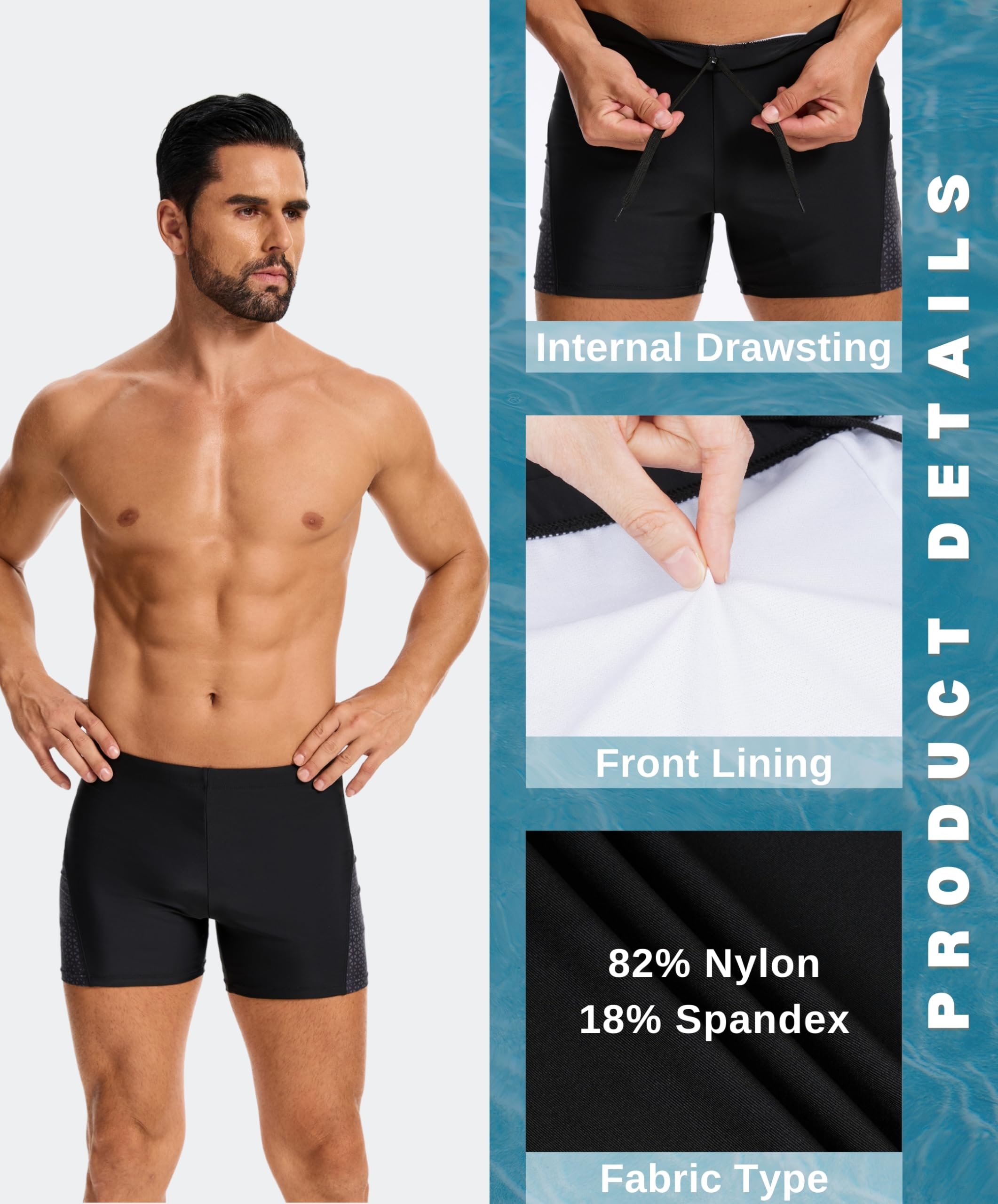 AMZSPORT Badehose Herren Kurz Schwimmhose Eng Wassersport Badeshorts